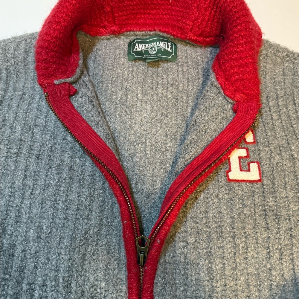 Vintage American Eagle Varsity Style full zip up sweater multicolor design - Picture 6 of 7